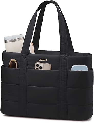 Large Puffer Tote Bag for Women with Zipper