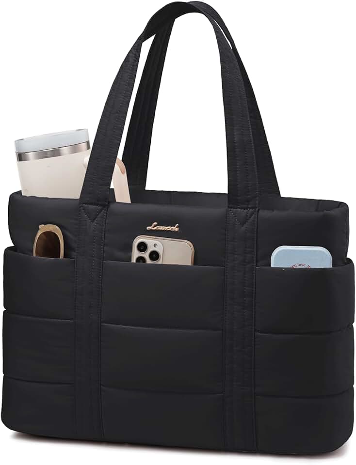 Large Puffer Tote Bag for Women with Zipper