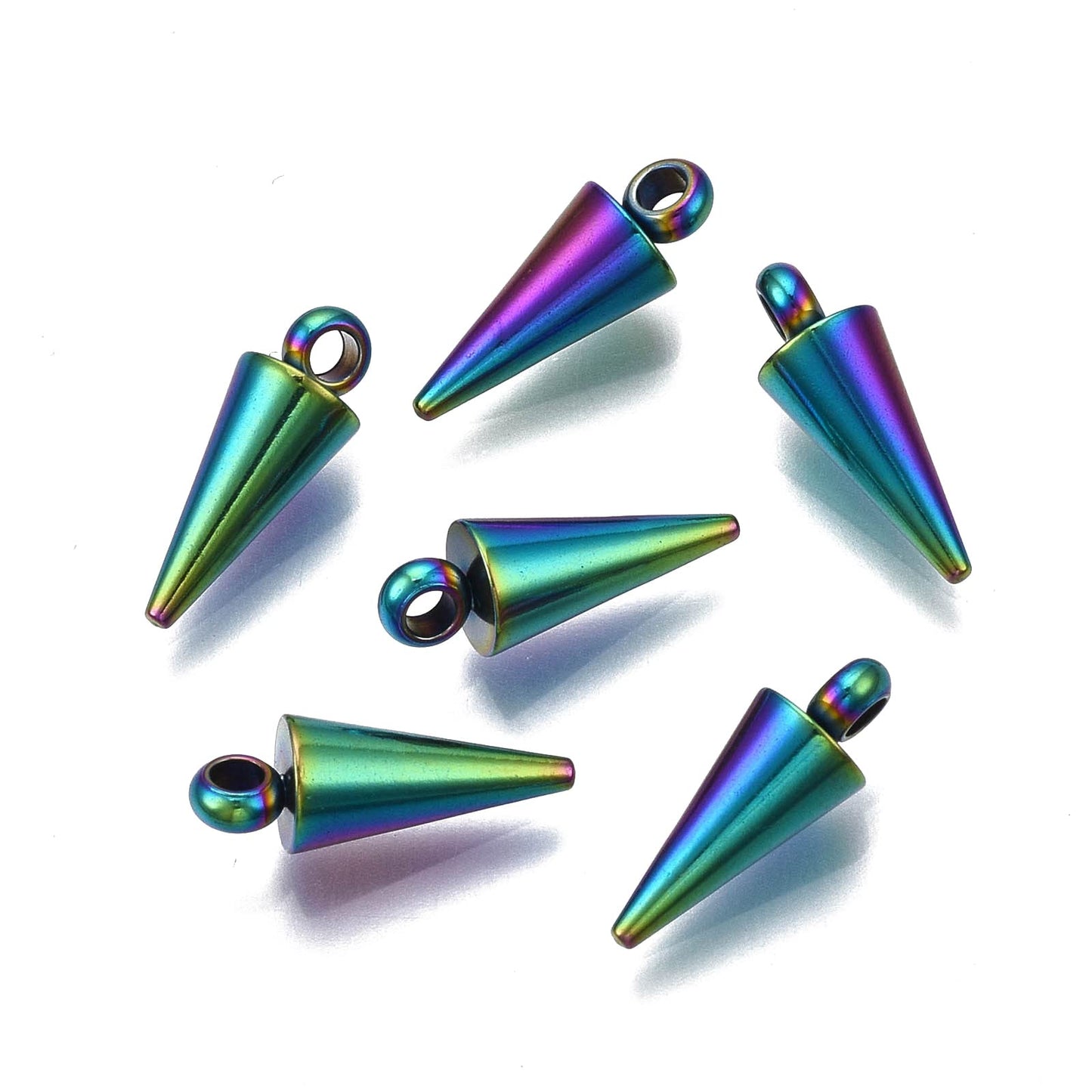20pcs Stainless Steel Rainbow Spike Charms for Jewelry Making