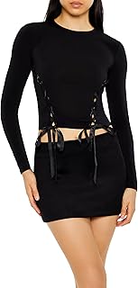 Plus Size Women's Lace-up Crop Top