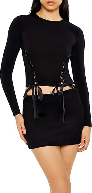 Plus Size Women's Lace-up Crop Top