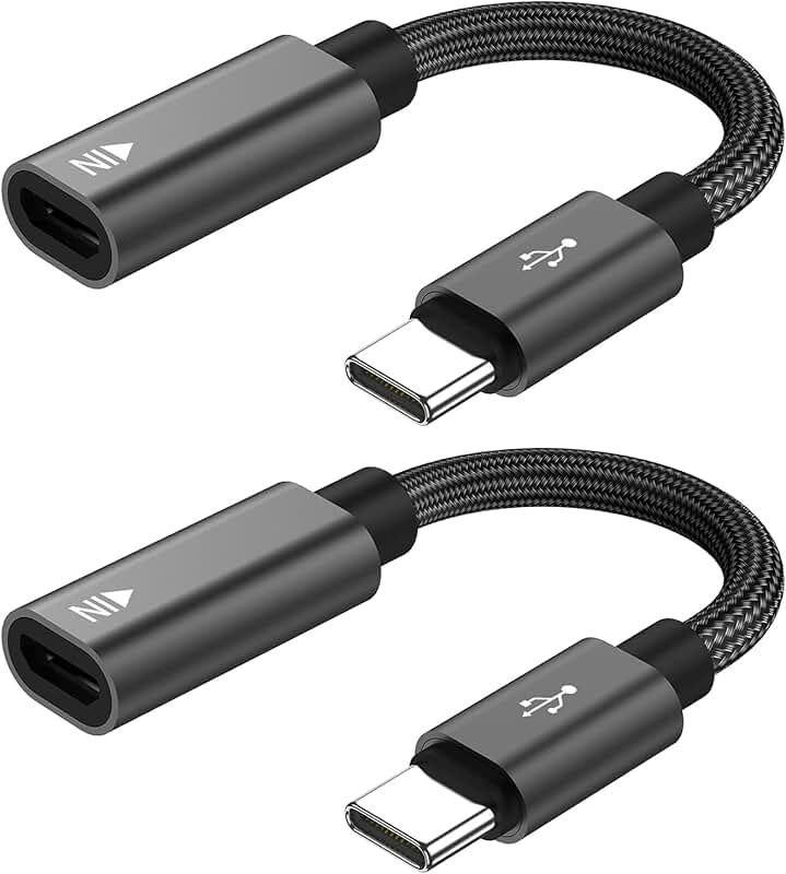 Micro USB Female to USB C Male Adapter, 2-Pack