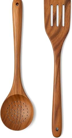 18-Inch Wooden Slotted Spoon for Cooking