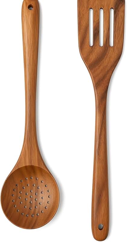 18-Inch Wooden Slotted Spoon for Cooking