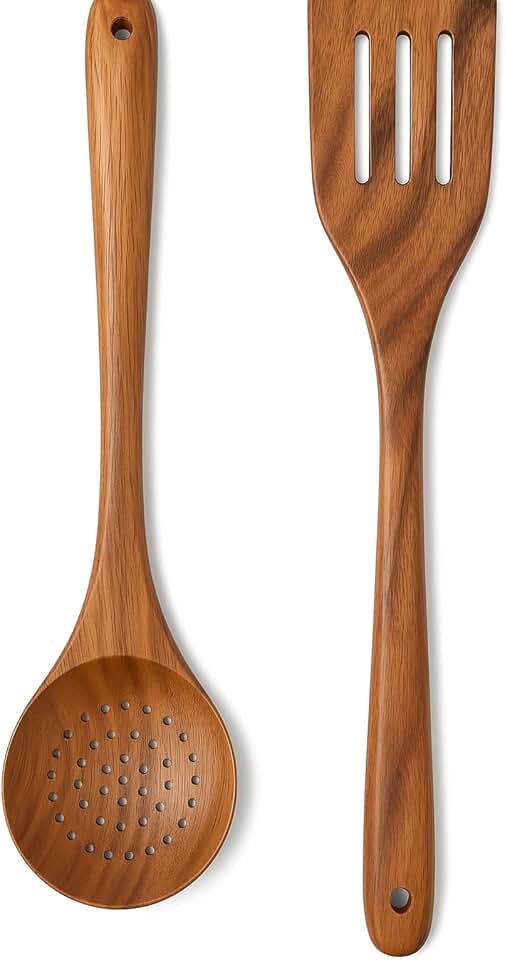 18-Inch Wooden Slotted Spoon for Cooking