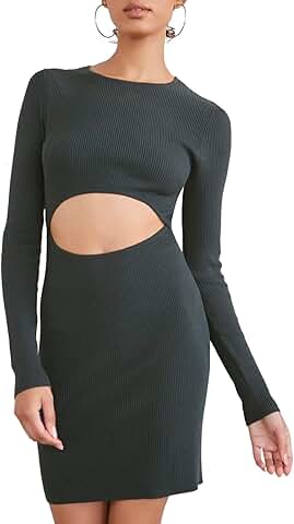 Women's Ribbed Cutout Mini Dress