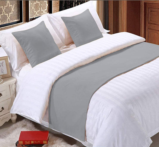 Solid Bed Runner Scarf Decorative King Size Bed Runner Silver 19" X 102")