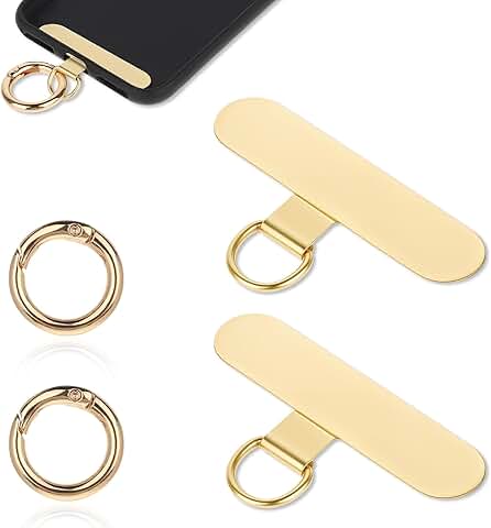 Two Metal Phone Tether Patches with Spring Rings