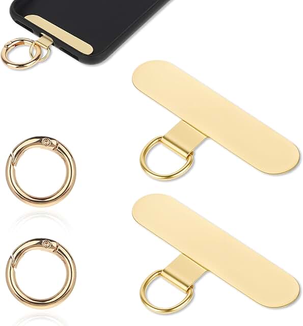 Two Metal Phone Tether Patches with Spring Rings