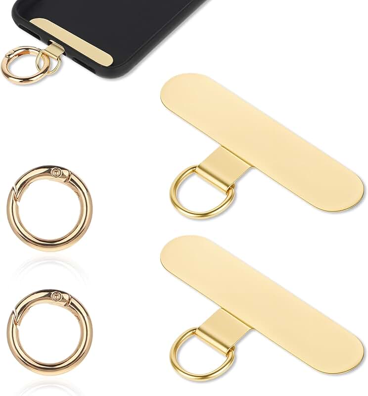 Two Metal Phone Tether Patches with Spring Rings