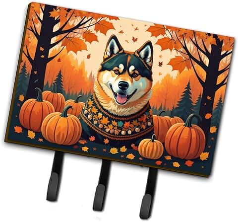 Dog-themed autumn leaves hook for leash or keys