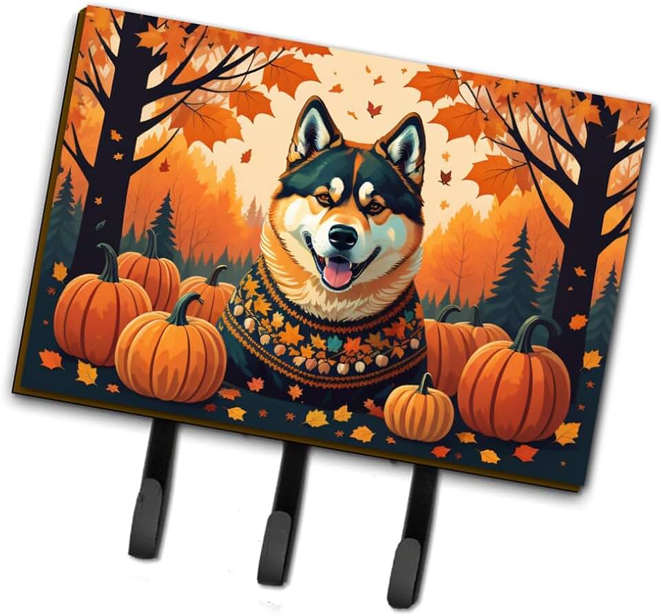 Dog-themed autumn leaves hook for leash or keys