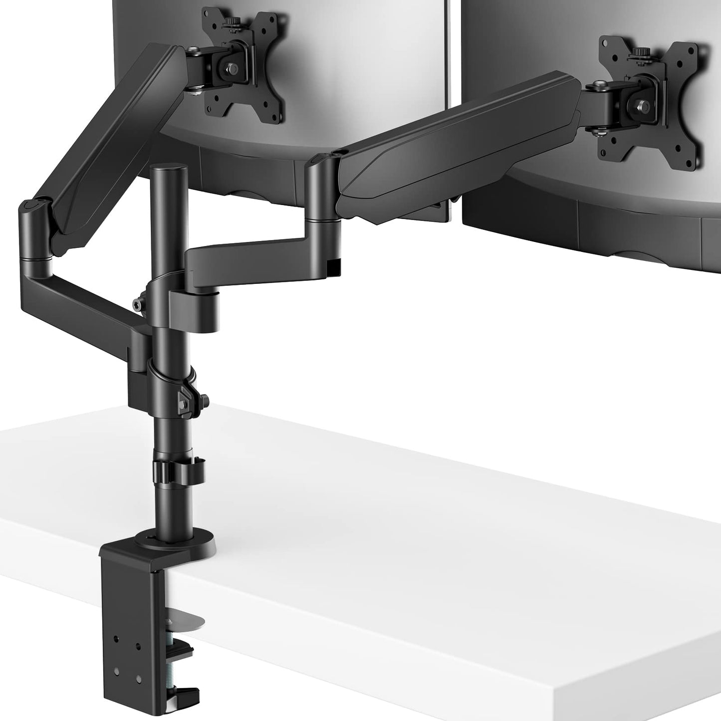 Premium Dual LCD Monitor Desk Mount Fully Adjustable Gas Spring Stand for Display up to 32 inch, GSDM002, (Black)