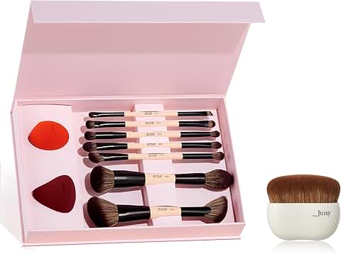 Double-Sided Makeup Brush and Sponge Set with Foundation Brush
