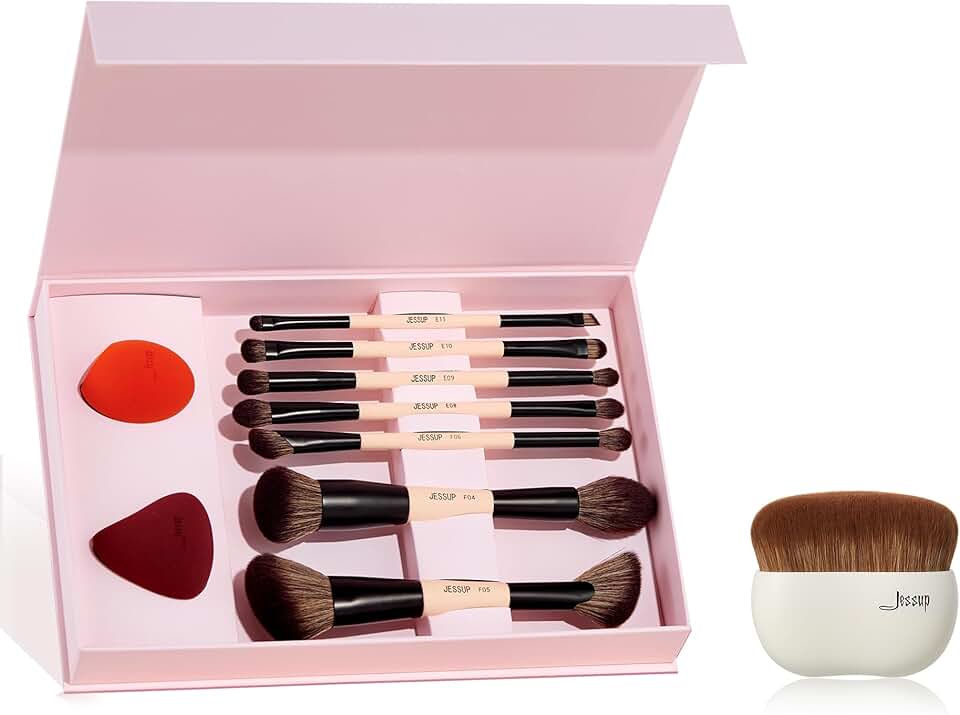 Double-Sided Makeup Brush and Sponge Set with Foundation Brush