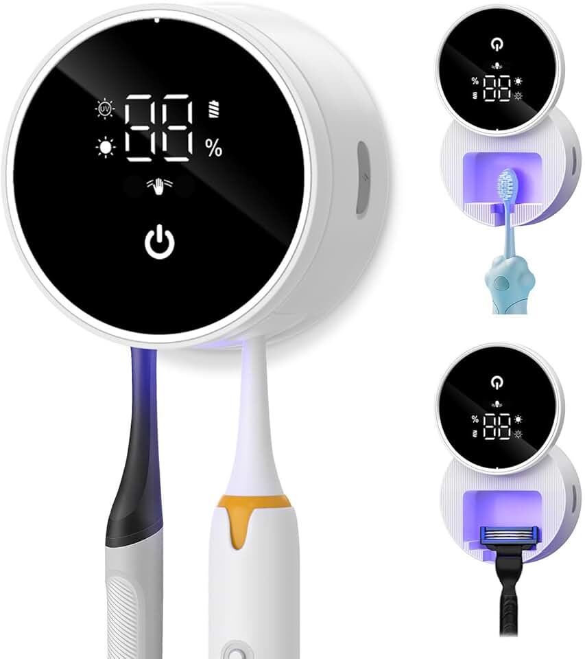 Wall-Mounted UV Toothbrush Cleaner with LED Screen