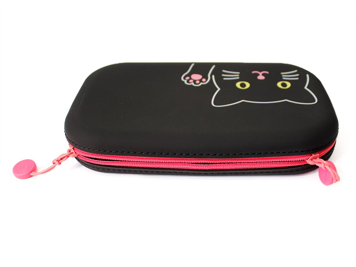 Large black cat zipper pen pouch, 7.5" by 1.5"
