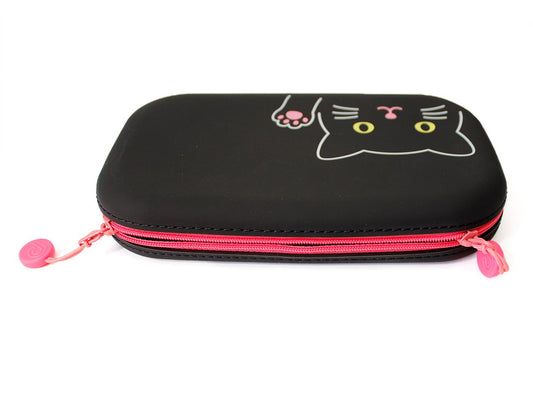 Large black cat zipper pen pouch, 7.5" by 1.5"