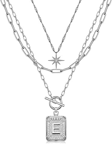 Layered Gold-Plated Star and Letter Necklace for Women