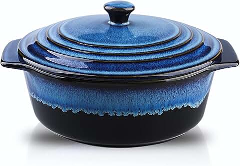 2 Quart Ceramic Casserole Dish with Lid