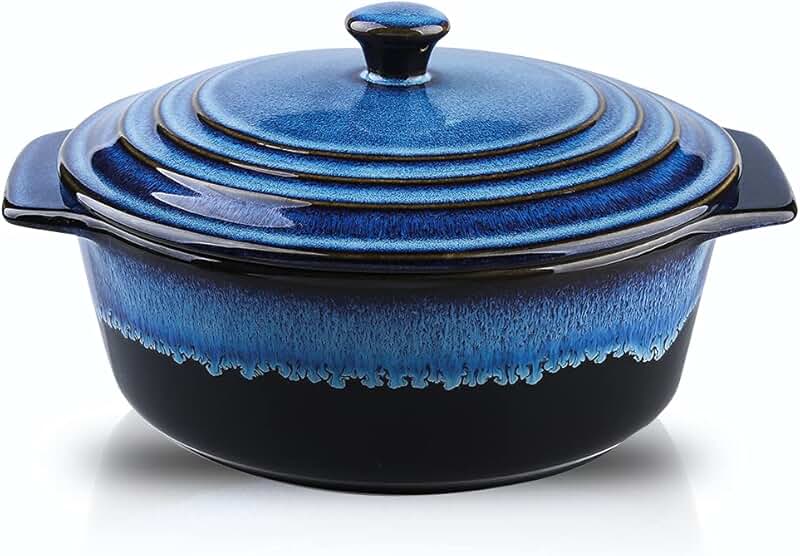 2 Quart Ceramic Casserole Dish with Lid