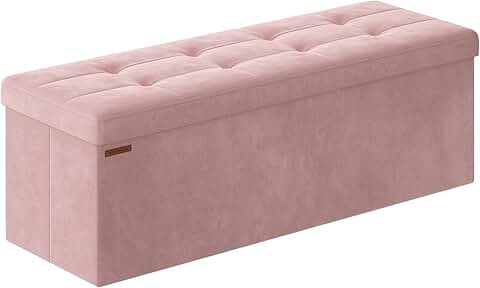Pink Storage Ottoman Bench, 15x43x15 Inches