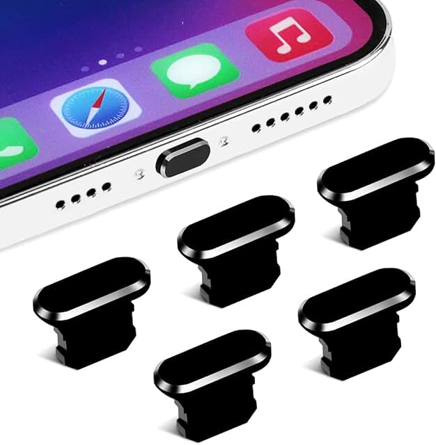 5-Pack Phone Charging Port Dust Covers