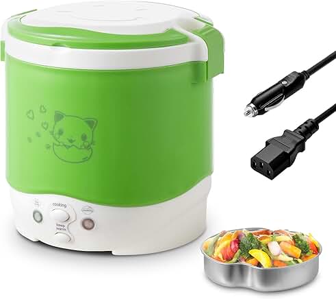Small 1L Travel Rice Cooker for Car, Soup and Rice