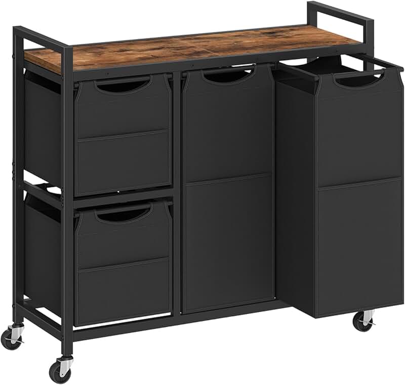 Laundry Sorter with 4 Sections and Wheels