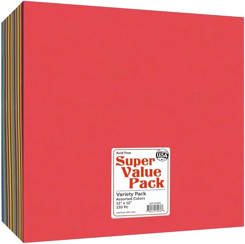 Rainbow 12x12 Heavyweight Cardstock Pack, 150 Sheets