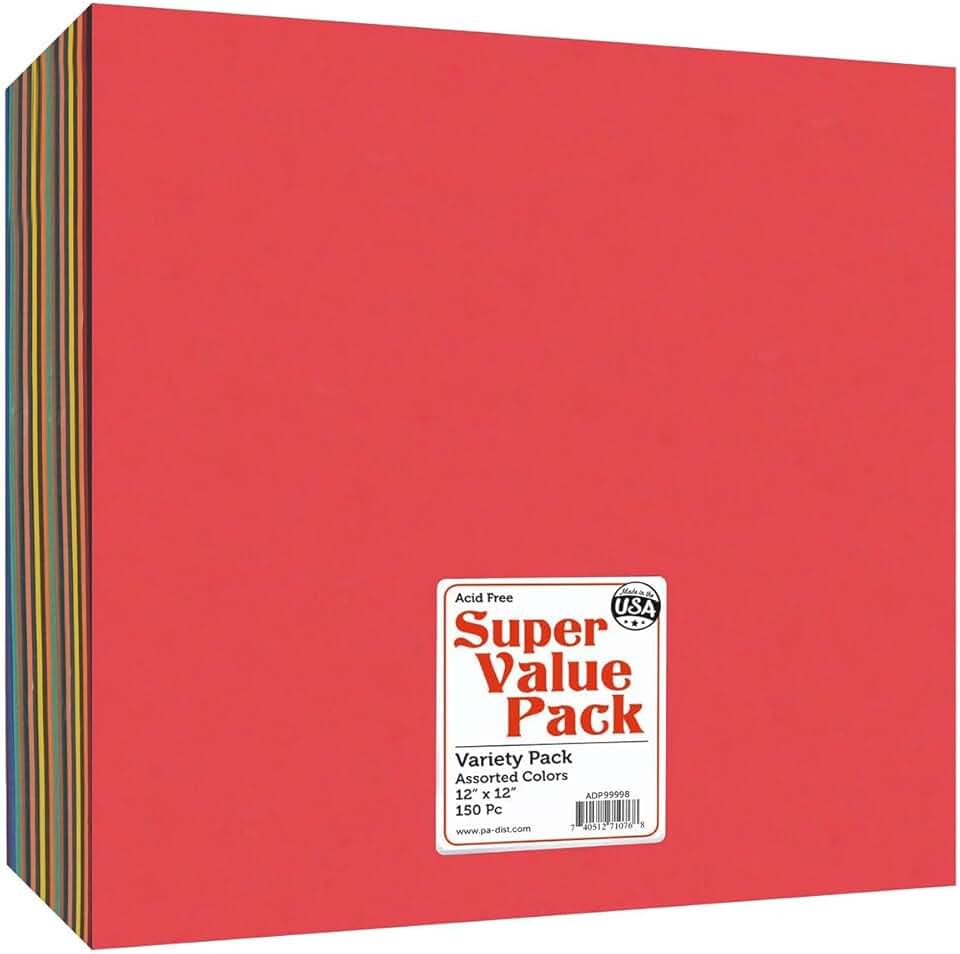 Rainbow 12x12 Heavyweight Cardstock Pack, 150 Sheets