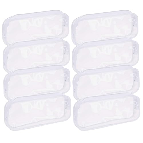 8-piece clear PVC pencil and makeup pouches