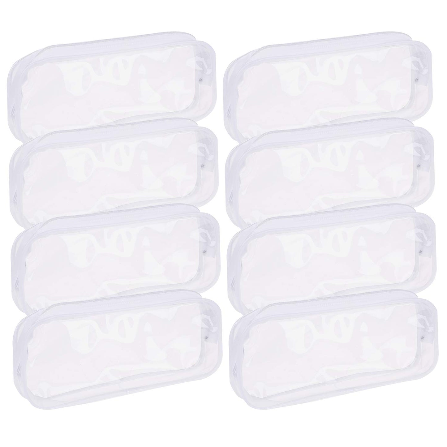 8-piece clear PVC pencil and makeup pouches