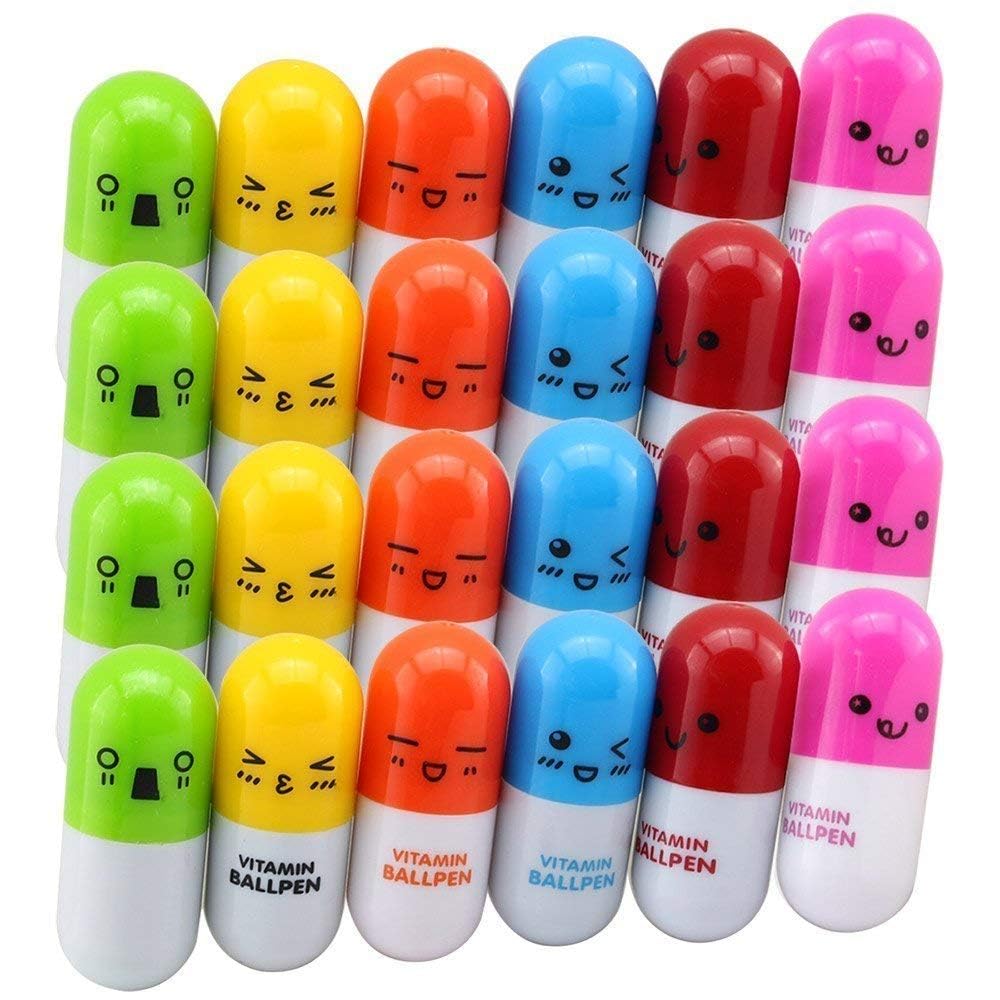 24-Piece Smiling Face Cartoon Ballpoint Pen Set