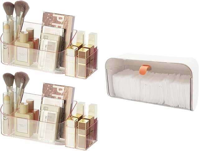 Two Bathroom Cabinet Makeup and Cotton Pad Holders