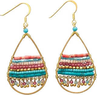 Gold Teardrop Beaded Earrings for Women