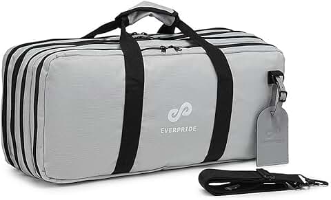 Gray chef knife bag with four pockets and shoulder strap