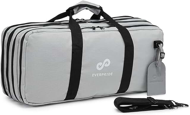 Gray chef knife bag with four pockets and shoulder strap
