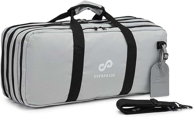 Gray chef knife bag with four pockets and shoulder strap