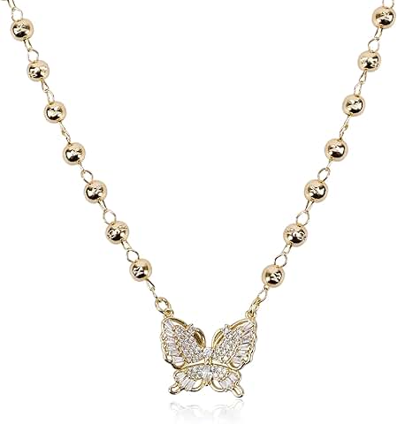Layered Butterfly Necklace with Cubic Zirconia