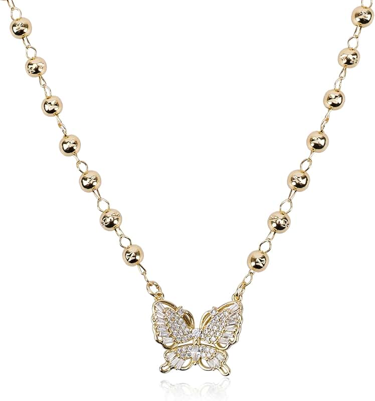 Layered Butterfly Necklace with Cubic Zirconia