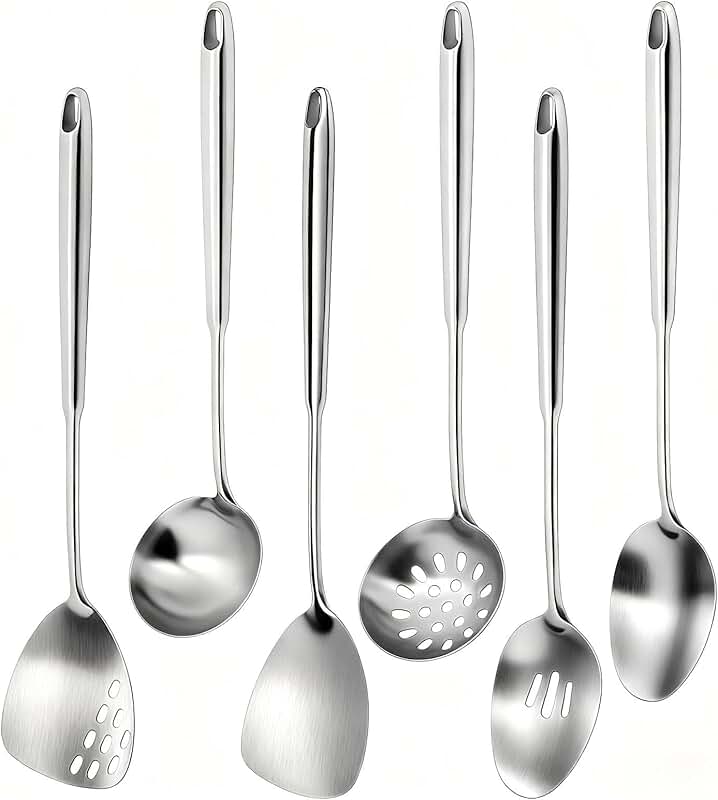 Set of 5 Silicone Kitchen Utensils with Wooden Handles