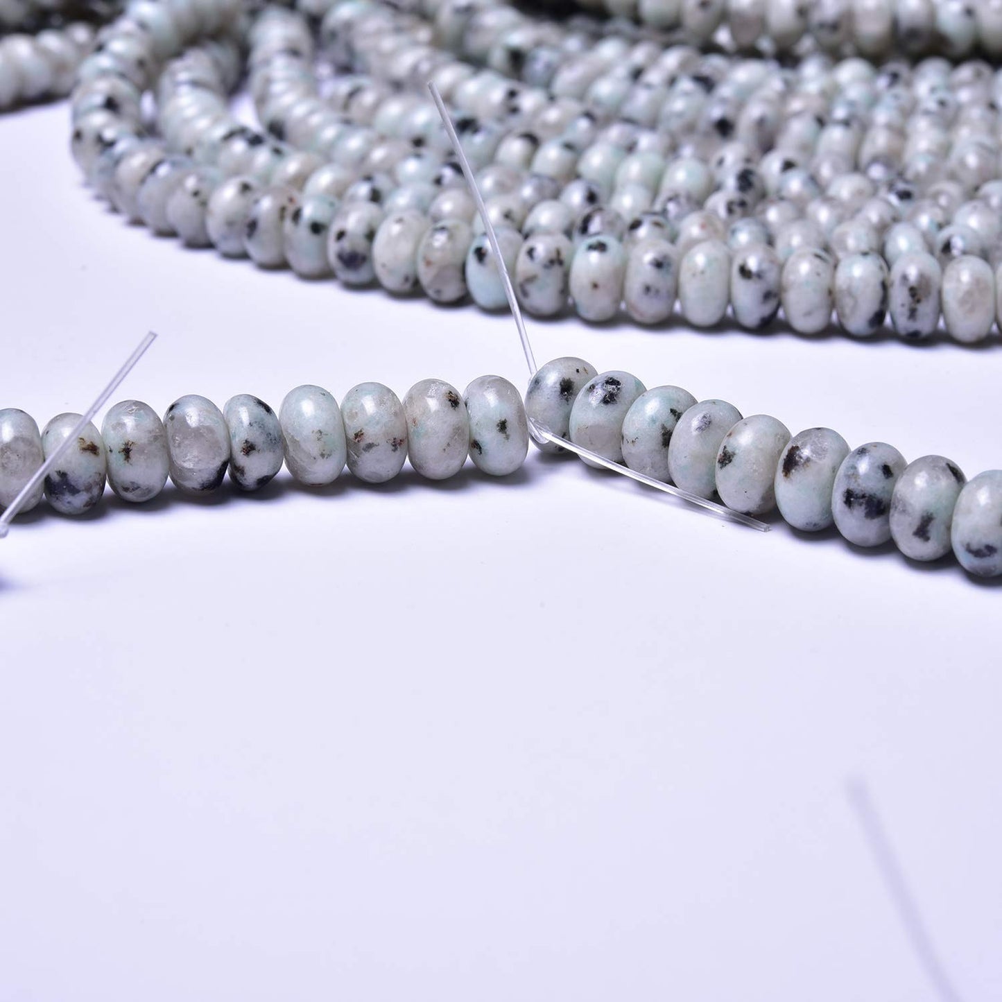 Natural Green Spot Gemstone Rondelle Beads for Jewelry Making