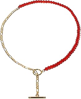 Simple Crystal and Stone Beaded Y-Shaped Necklace