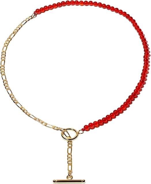 Simple Crystal and Stone Beaded Y-Shaped Necklace