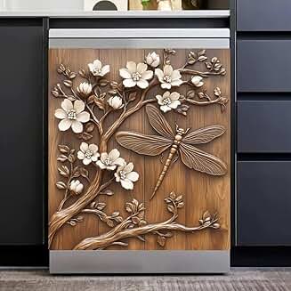 Rustic Farmhouse Dragonfly Dishwasher Cover 23x26 inches