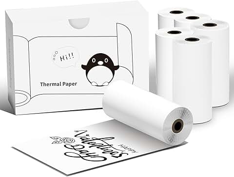 Six Rolls of 57x30mm Mini Thermal Sticker and Photo Paper