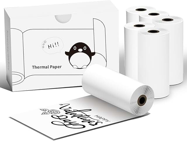 Six Rolls of 57x30mm Mini Thermal Sticker and Photo Paper