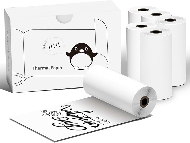 Six Rolls of 57x30mm Mini Thermal Sticker and Photo Paper