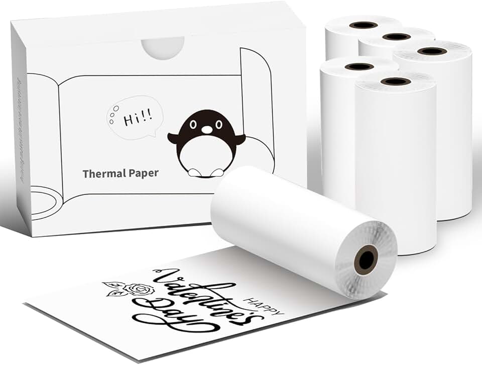 Six Rolls of 57x30mm Mini Thermal Sticker and Photo Paper